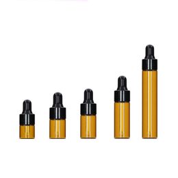 5 ml Amber Mini Droper -flaskor 1 ml 2 ml 3 ml eteriska oljedropparflaskor Eteriska oljeprov injektionsflaskor för kosmetika, reseparfym