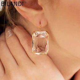 Charm Bilandi Modern Jewelry Transparent Glass Earring For Women Gift Geometric Square Colorful Drop Earrings For FemaleWedding Gifts240408