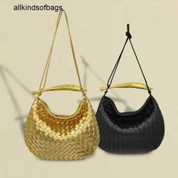 Bottegvenetas Sardine Bag 2024 Cross Border Hot Shark Woven 39cm Genuine Leather Large Capacity Dumpling Single Shoulder Crossbody Handheld for Women