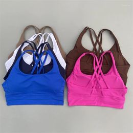 Yoga Outfit Cross Straps Back Sports Bra Women Gym High Support Fitness Bralette Workout Crop Top Vest Push Up Running Tight Underwear