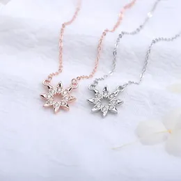 Chains Sunflower Necklace Sterling Silver Color Clavicle Ins Light Luxury Simple Temperament Pendant Niche Design Chain