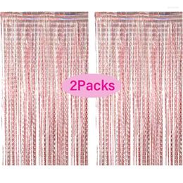 Party Decoration 2 Pack Foil Curtain Silver Rose Gold Glitter Shimmer Fringer Curtains Baby Shower Birthday Wedding Backdrop Decorations