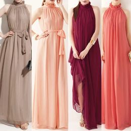 Pregnancy Dress Maternity Dresse Chiffon Long Halter Tunic Sleeveless Pleated Maxi Party Dresses 240326