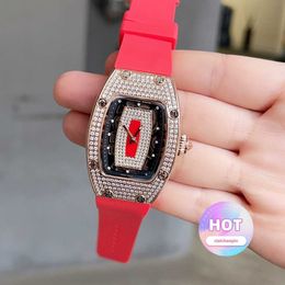 New High-quality female mechanical wrist watches Fashion Light Women's Diamond Red Magnificent Top Ten Brands luxury stylish Designer