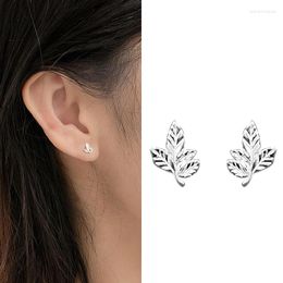 Stud Earrings 925 Sterling Silver Earring For Women Girl Simple Fashion Plant Texture Design Jewelry Party Gift Drop