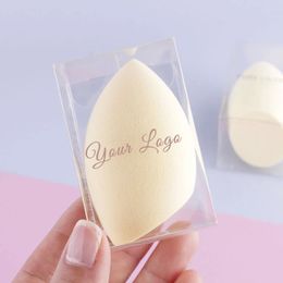 50pcs Custom Wholesale Latex Free Vegan Beauty Sponge Blender Powder Liquid Cream Private Label Clear Cup Makeup Sponge 240329