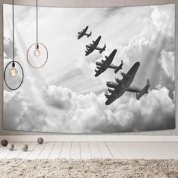 Tapestries Vintage Airplane Tapestry Cloudy Skies Jet Plane Wall Hanging Decor For Bedroom Living Room Dorm