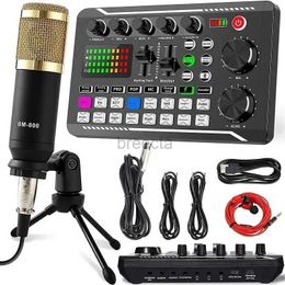 Microphones DJ Equipment Microphone Sound Card Console Studio Sound Card Kit Cable Phone Mixing Computer Live Voice Mixer F998 Sound Card 240408