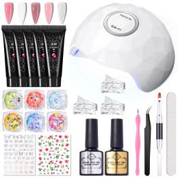 Nail Polish Kits HALAIMAN Uv Led Nail Drying Lamp Extention Gel Nail Polish Set Nail Sequins Glitter Sticker Nails Art Accessories And Tools Kits