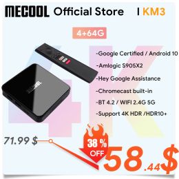 Box MECOOL KM3 Android 10.0 TV Box 4G DDR4 64G ROM Voice Control Smart TV Box Amlogic S905X2 2.4G 5G WiFi Bluetooth 4.1 Media Player
