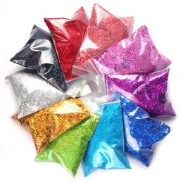 Device 10bag 50g Holographic Mixed Hexagon Shape Nail Glitter Sier Sequins Laser Sparkly Flakes Slices Manicure Nails Art Decoration