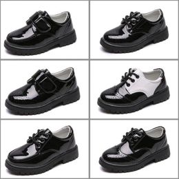 Sneakers New Kids Leather Shoes for Boys Formal Oxford Shoes Fashion Lace Uo Children Casual Leather Shoes Girls Moccasins Wedding Shoes