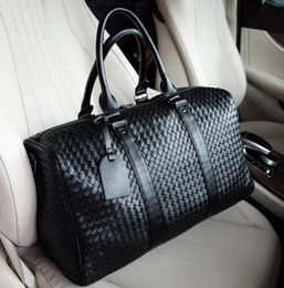 Large Capacity Men039s Travel Bag Big Shoulder Duffle Bag Carry on Luggage Tote Woven Pu Leather Black Men Handbags Bolso Hombr4986713