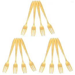 Dinnerware Sets 12 Pcs Stainless Steel Salad Forks Dessert Fork Small Fruit Appetiser Picks For Home Kitchen Restaurant Silverware Set