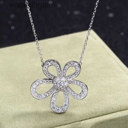 High Version Original 1to1 Brand Necklace S925 Sterling Silver Micro Inlaid with Diamond Fantasy Vancefe Sunflower Necklace Designer High Quality Choker Necklace