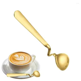 Coffee Scoops 304 Stainless Steel S-Shaped Cup Spoon Curved Handle Stir Card Cake Dessert Smooth Creative