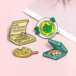 Pizza Club tea cup enamelled brooches eat more, here you can have the last slice brooch backpack dresses lapel badge Jewellery gift