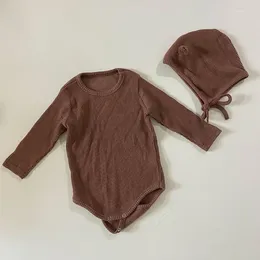 Rompers Born Infant Baby Boy Girls Velvet Playsuit Long Sleeve Bodysuit With Cap Jumpsuit Winter Autumn Clothes Outfits