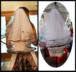 2020 Cheap Real Pos New Fashion Camo Wedding Veil Elbow Length Custom Made Tulle Appliqued Two Layers Bridal Veil3073368