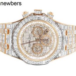 Luxury Aps Factory AudemaPigue Watch Swiss Movement Abbey Royal Oak 18k Rose Gold Chrono Rectangular Diamond Watch 78.75 CTX8BT