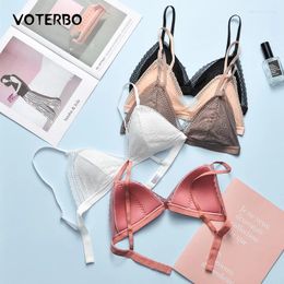 Bras Sexy Bralette Wireless Unlined Bra Woman Underwear Soft Comfortable Sleep Tops French Lace Bralet Intimates Lingerie Satin