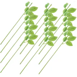 Decorative Flowers 30 Pcs Rose Stem Leaves Floral Wire Faux Plants Flower Branches Fake Indoor