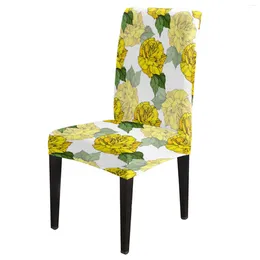 Chair Covers Yellow Flower Office Cover Spandex Elastic Printing Home El Wedding Dining