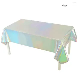 Party Decoration 4Pcs Iridescent Disposable Laser Table Covers Tablecloth Oil-proof Buffet Birthday Wedding Picnic Christmas Decorations