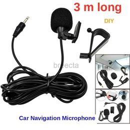 Microphones Car Audio Navigation 3.5mm Microphone Clip Jack Plug System External Wired Microphone Auto DVD Radio Omnidirectional 3m Long Mic 240408