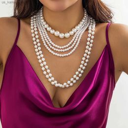 Collane a ciondolo Salircone Fashion Classic Multi -strate Imitazione Pearl Clavicle Collana Clavicola da donna Gioielli di girocollo Gioielli Gioielli Gikhuo