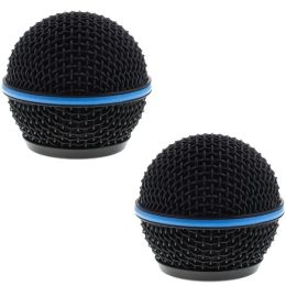 Microphones Bolymic 2 Pack Black Microphone Grill for Shure RK323 Beta58 Grille with Blue Ring Windscreen