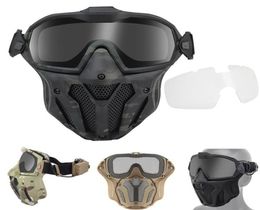 Outdoor Airsoft Shooting Face Protection Gear Tactical Paintball Mask with PC Goggles Fan NO033178553762