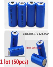 50pcs 1 lot 16340 CR123A 37V 1200mAh lithium li ion Rechargeable Battery 37 Volt liion batteries 7529382