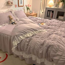 Bedding Sets 2024 Girl Heart Bed Sheet Four-piece Set Nordic Princess Style Quilt Cover Comforter 4pcs