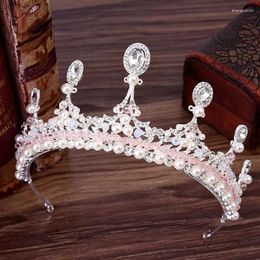 Hair Clips Headwear Korean Crystal Crown Pink Princess Birthday Bride Jewellery NA