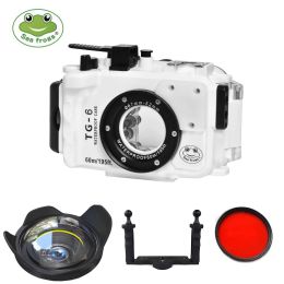 Cameras Seafrogs Waterproof Housing for Olympus TG6 Camera 60m 195ft Underwater Diving Case Bag Polycarbonate With Dual FiberOptic port