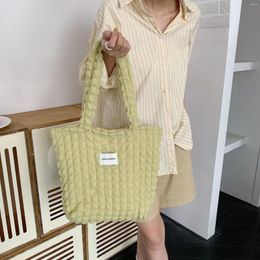 Shopping Bags Cloud BubbleLarge Capacity Lattice Pattern Shoulder Bag Cotton Handbag Women Tote Ladies Shopper