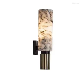 Wall Lamp Modern Spanish Style Marble Copper Light Luxury Natural Villa Aisle Corridor Bedroom Study