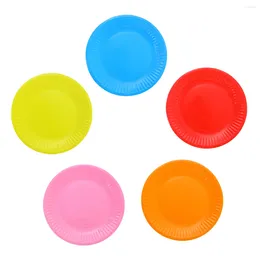 Disposable Dinnerware 50pcs Paper Plates Colourful Party Round Dinner For Birthday Wedding Shower Christmas Supplies ( ) Plastic