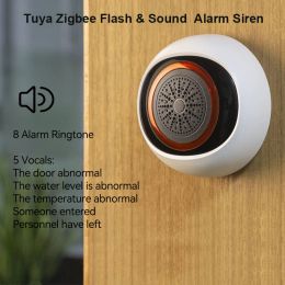 Siren Zigbee Wireless Audible and Visual Alarm Large Decibel 100dB Sound Security Monitoring Antitheft Horn USB/Battery Powered