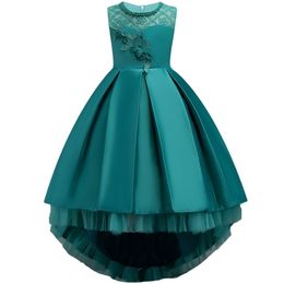 Childrens Dress Princess Embroidered Girls Lace Flower Girl Trailing Pettiskirt Dresses Ball Gown y240401