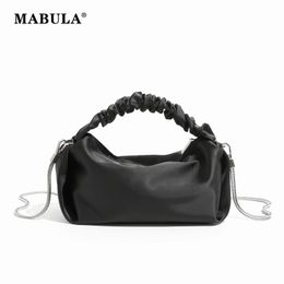 MABULA Luxury Stylish Scrunchie Satin Top Handle Purses Ruched Design Simple Crossbody Hobo Bag Brand Women Clutch Handbags 240328