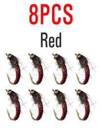 12 ICERIO 8PCS Brass Bead Head Fast Sinking Nymph Scud Bug Worm Flies Trout Fly Fishing Lure Bait C02226421613