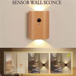 Wall Lamp Led For Lights Waterproof Modern Motion Sensor Wood Up And Down Interior Light Indoor Living Room