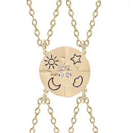 Pendant Necklaces 4 Pcs Sun Moon Star Cloud Puzzle Necklace For Girls Sisters Friends Friendship Jewellery