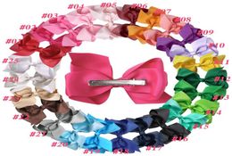 4 inch Baby Toddler Bows Hairpins Cute Grosgrain Ribbon Bow Hairgrips Girls Solid Wrapped Safety Hairpin Clips Kids Hair Accessori9136016