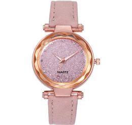 Casual Star Watch Sanded Leather Strap Silver Diamond Dial Quartz Womens Watches Ladies Wristwatches Manufactory Whole9701597