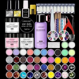 Kits Full Nail Manicure Set Pro Acrylic Kit with Drill French Acrylic Liquid Nail Glue Glitter Powder Nail Tips Nail Art Tool Kit