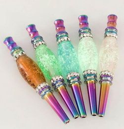 Bling Bling Metal Hookah Smoking pipe Tool Mouth Tip Colorful Diamond Arab Shisha Narguile Filter For Smoking Pipe Accessories GGA9237195