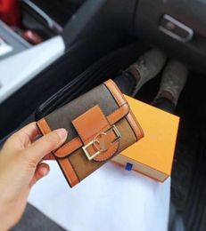 New Luxury fashion men women High Quality leather wallet lady ladies Brown Flower Letter Short Letter Vintage Flower purse with bo5410682